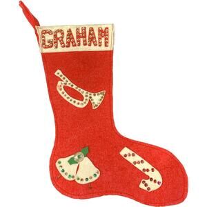 Mid-Century Modern Felt Handmade Christmas Stocking Personalized Graham